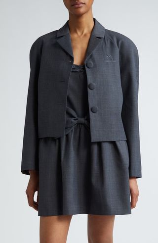 Oversize Notched Lapel Crop Jacket