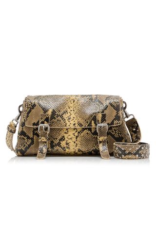 Dries Van Noten Python-Effect Leather Satchel Bag