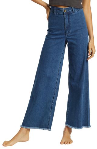 Free Fall Fray Hem Stretch Wide Leg Jeans