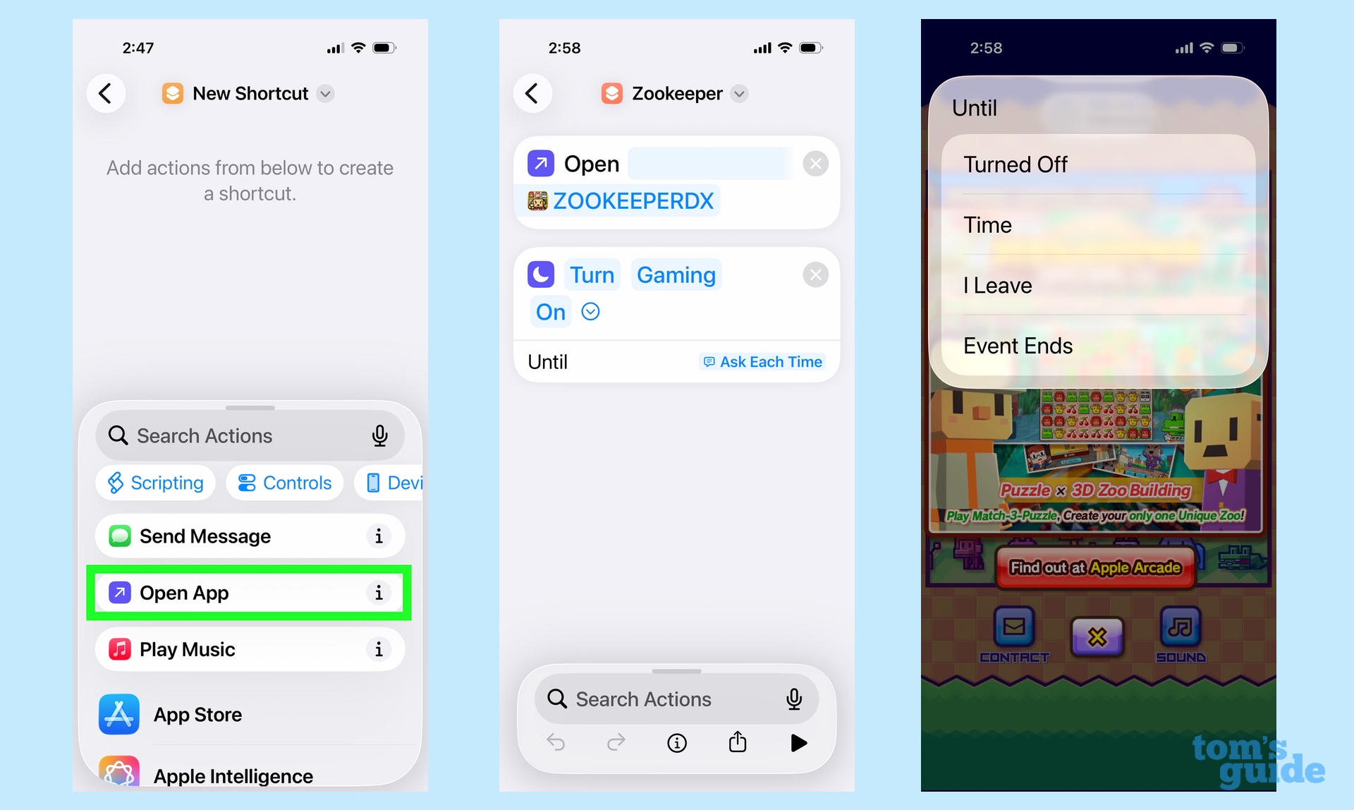 Using shortcuts to enable focus mode when a game launches