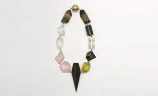 Rock crystal, silver and gold necklace