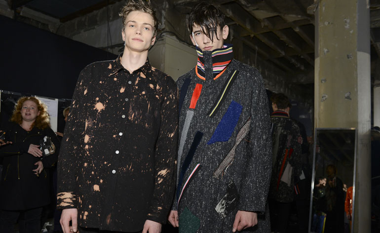 Two male models looking into the camera