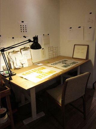 desk and drawings