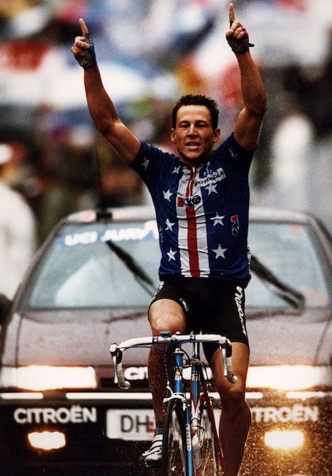 Lance Armstrong wins the World Championship road race in Oslo, Norway, in 1993