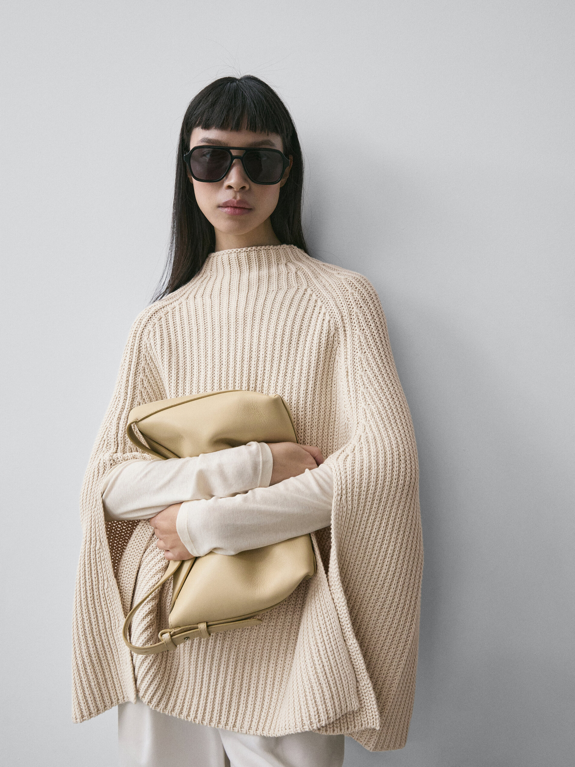 Knit Cape With Slit Details