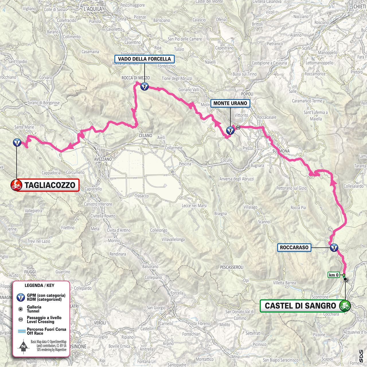 Stage 7 map for the 2025 Giro d'Italia