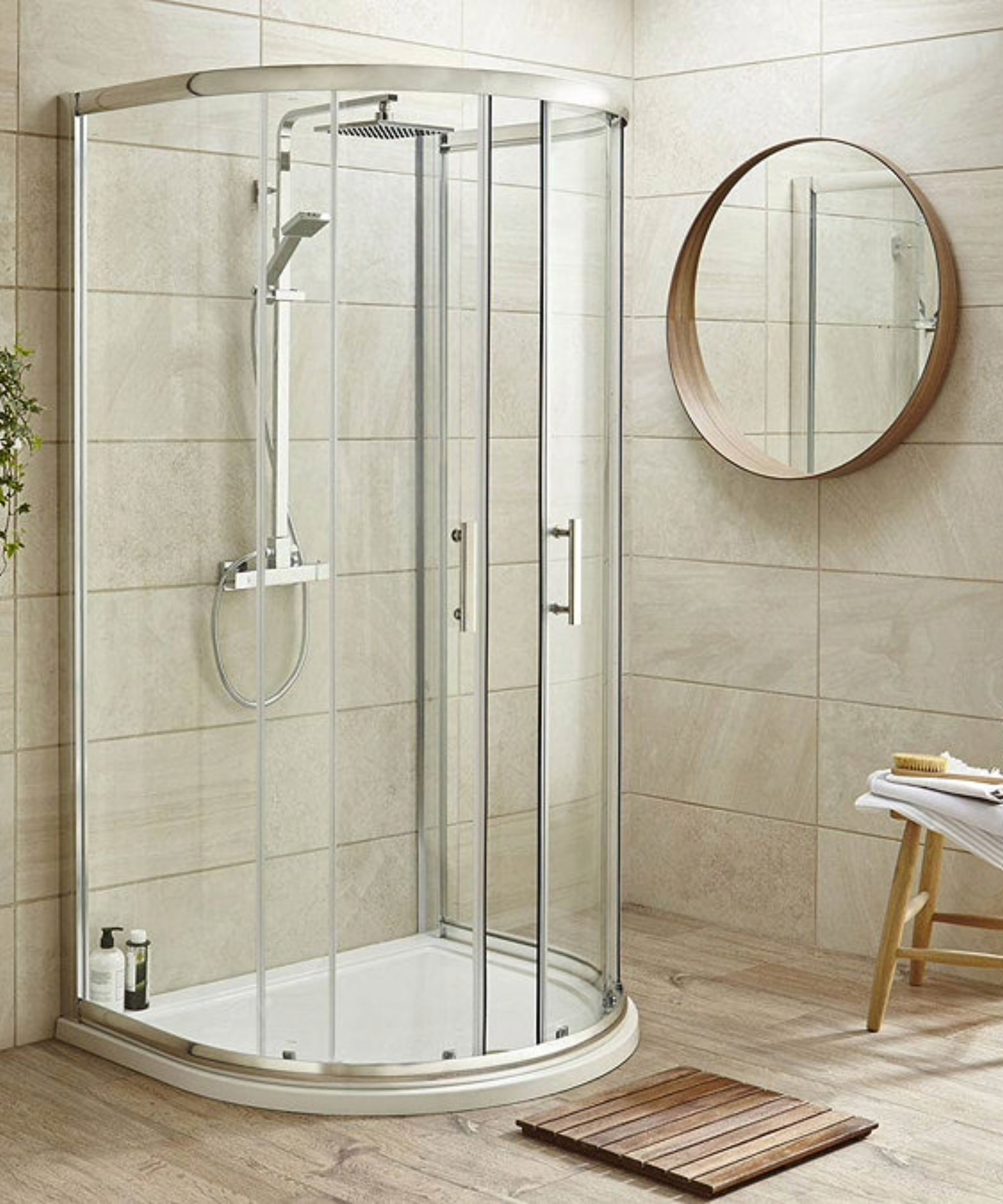 D-shaped shower enclosure