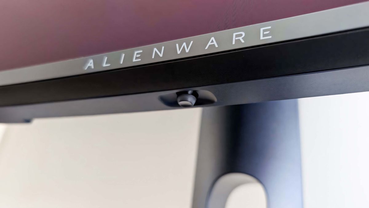 A closeup of the Alienware 34 Curved QD-OLED AW3425DW's joystick.