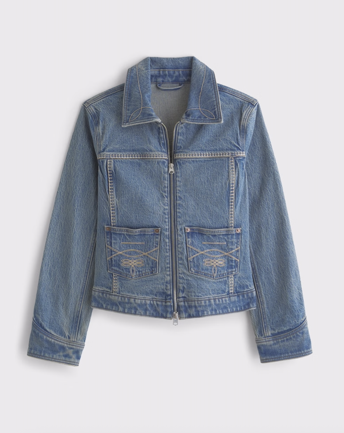 Abercrombie x Kemo Sabe Embroidered Denim Zip-Up Jacket