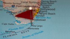 Florida Keys map with flag on Key Largo.