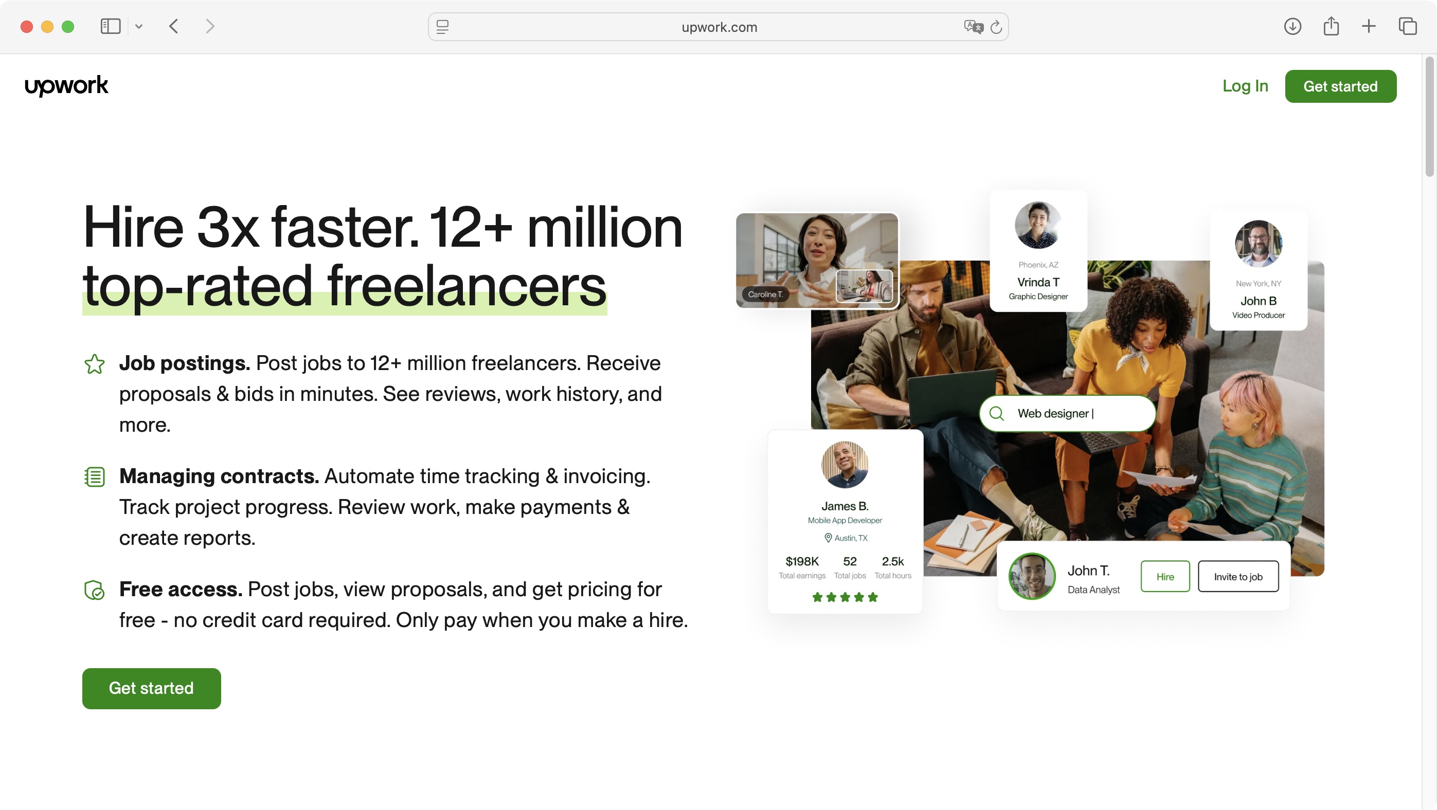 Upwork homepage