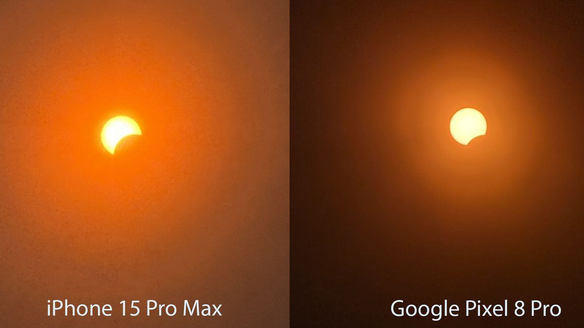 I shot the eclipse with an iPhone 15 Pro Max, Google Pixel 8 Pro and a ...