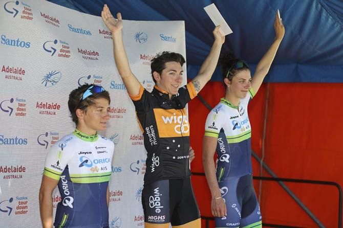 The top three from the stage on the podium