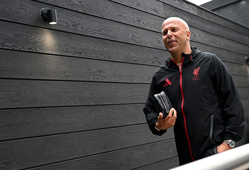 Arne Slot, Manager of Liverpool, arrives at the stadium prior to the Premier League match between Burnley and Liverpool at Turf Moor on September 14, 2025 in Burnley, England.