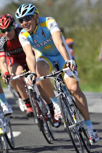 Andriy Grivko (Astana) enjoying a relaxed start to the Amstel Gold Race.