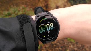 Garmin Forerunner 165 on woman's wrist