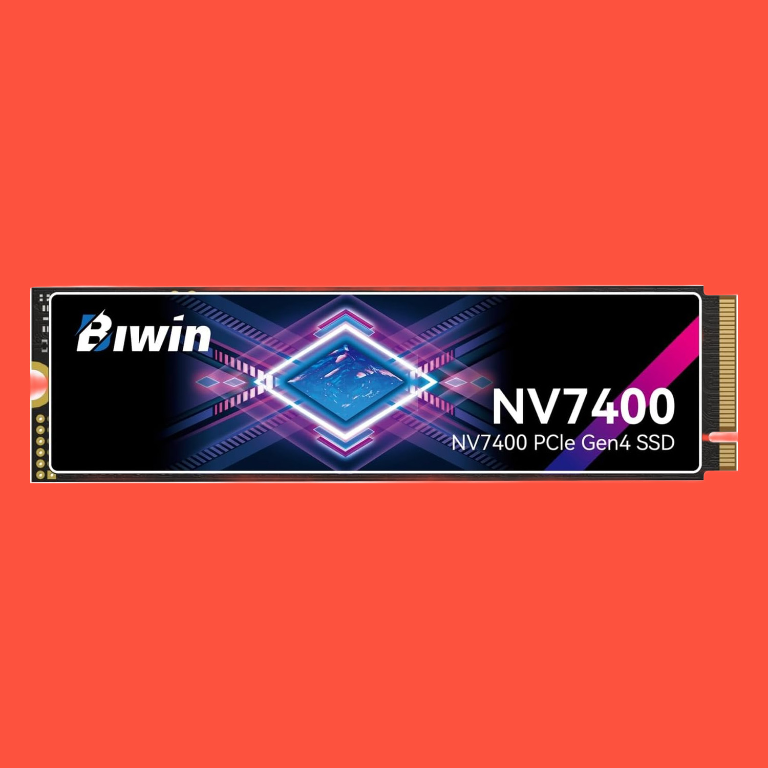 An SSD on a red background