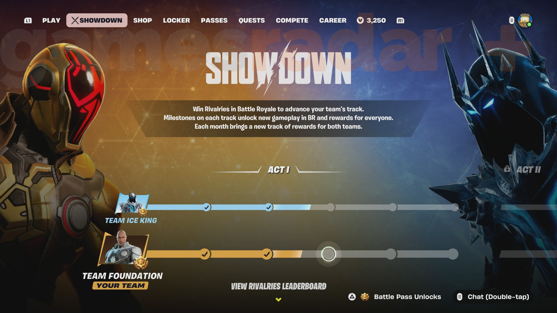 The Fortnite Rivalries Showdown screen in-game