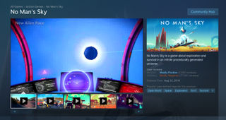 No Man's Sky Steam page from August 2017