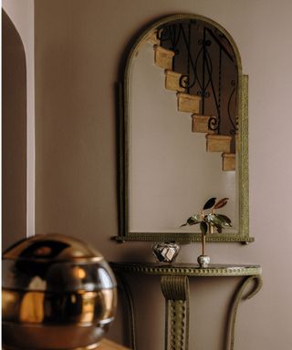 hallway with console and mirror