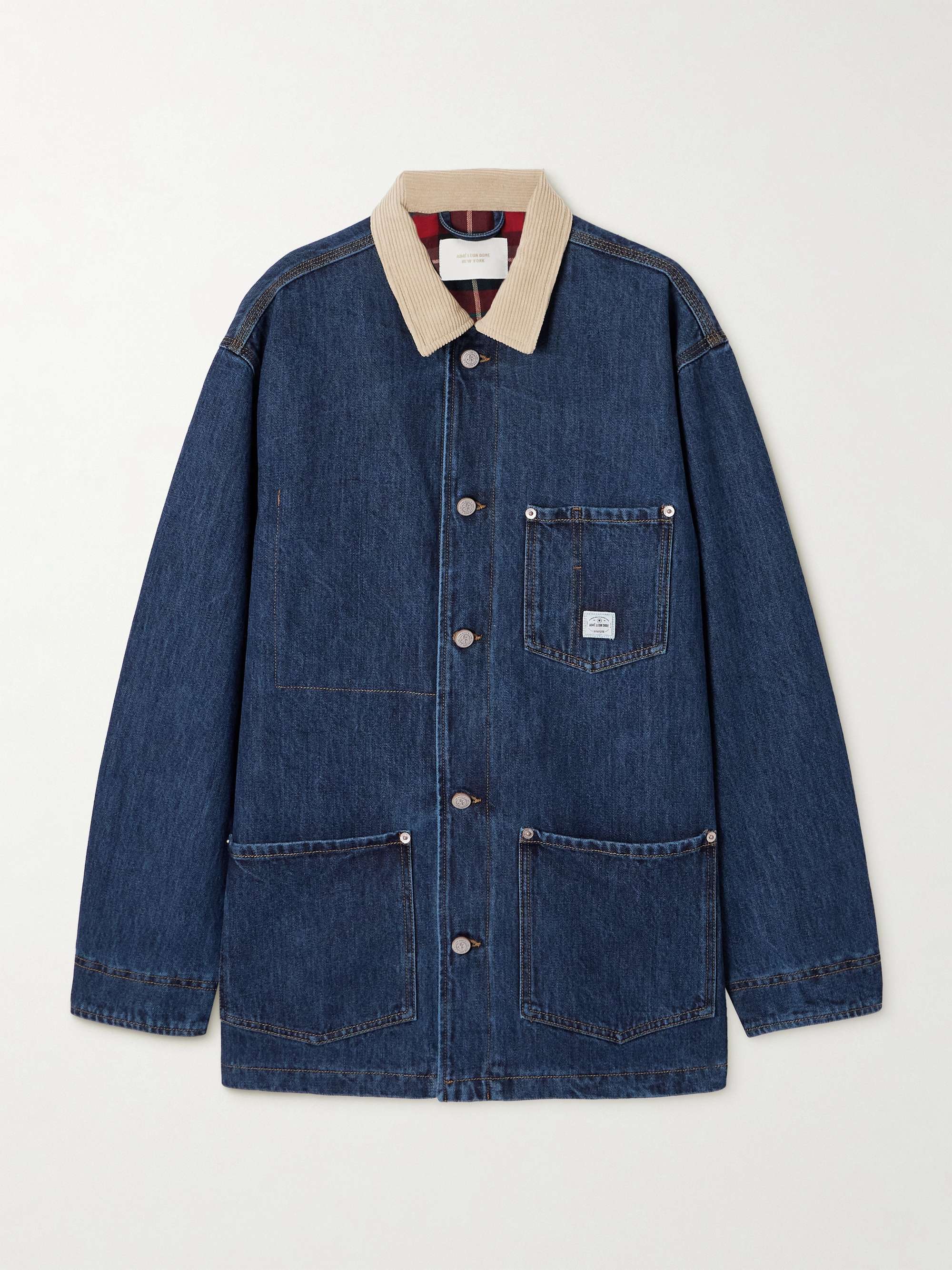 Corduroy-Trimmed Denim Jacket
