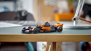 Lego McLaren F1 Car set on a wooden table