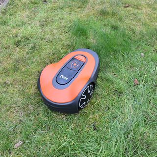 Robot lawn mower being tested at home