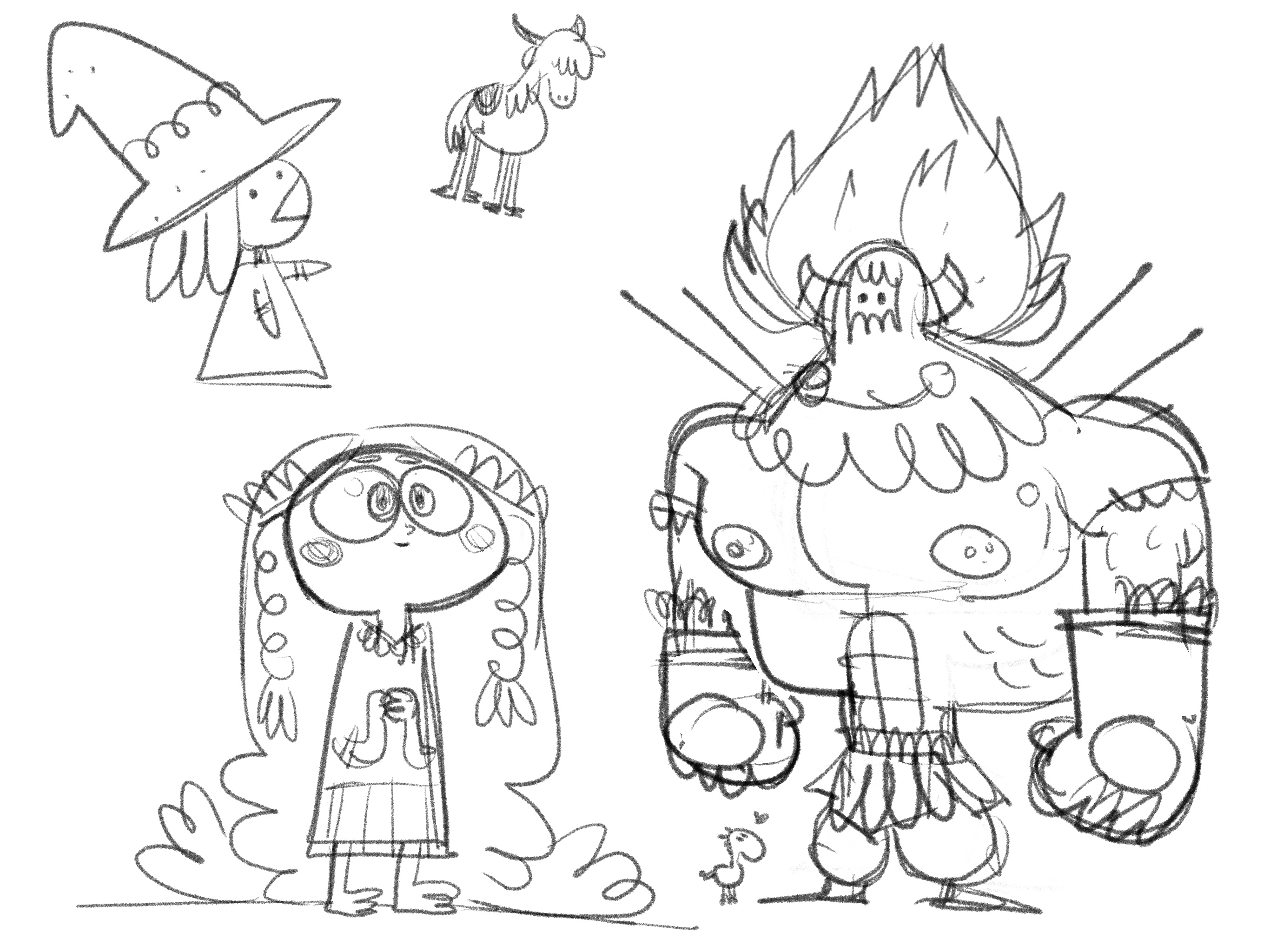 Sketches of characters from Elden Ring Shadow of the Erdtree in cartoon style