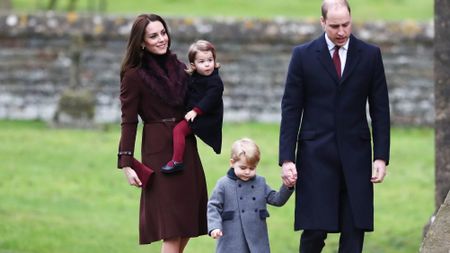 The Duke and Duchess of Cambridge arrive to attend the morning Christmas Day service at St Mark's Church in Englefield, Berkshire.