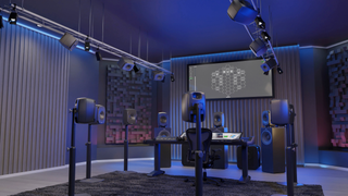 The Genelec Virtual Studio highlighting gadgets in a cool dim light.