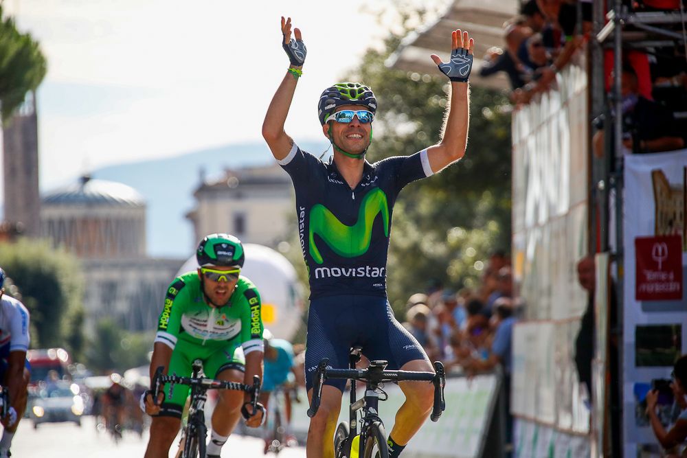 Giovanni Visconti (Movistar) celebrates his Toscana stage win