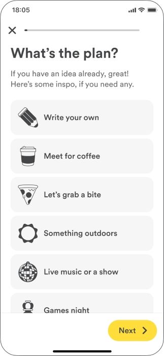 Planning an activity on Bumble For Friends
