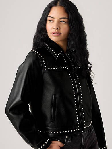 Faux Leather Studded Jacket