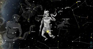 In order to view the constellations in different eras, it helps to remove the foreground planets and local horizon — and disable daylight effects. This image shows the modern sky around the constellation Boötes with all of those elements removed. Long ago, the bright, naked-eye star Arcturus was much higher than the dimmer stars that represent the herdsman's legs. In the far-distant future, Arcturus will descend to sit directly between those stars!