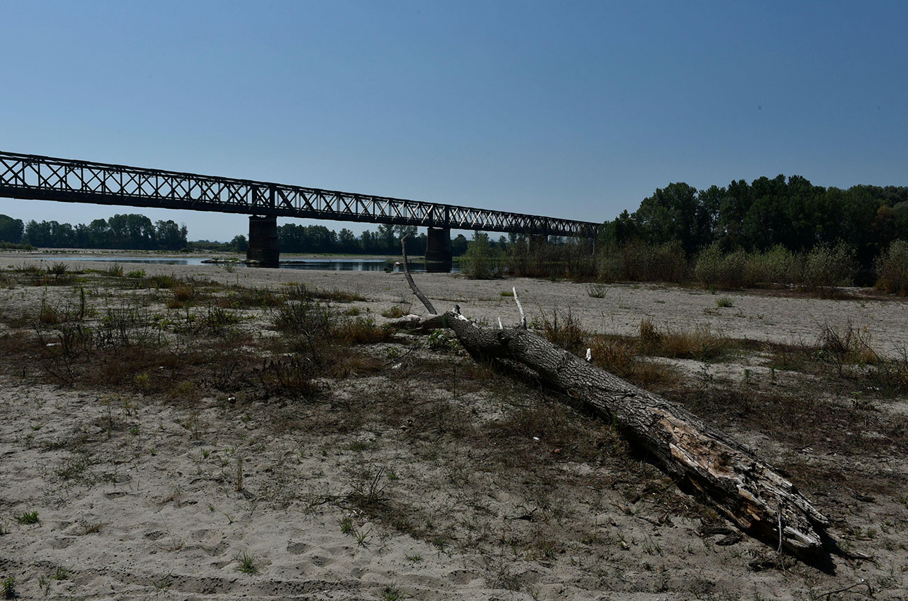 Po river in July 2022 as northern Italy faces drought emergency