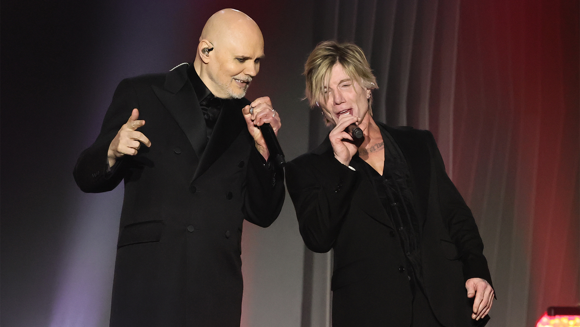 Billy Corgan and John Rzeznik perform onstage during the 2026 Songwriters Hall Of Fame Induction Ceremony at The New York Marriott Marquis on June 11, 2026 in New York City.