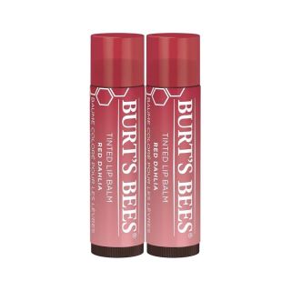 Burt's Bees Lip Tint Balm With Long Lasting 2 in 1 Duo Tinted Balm Formula, Color Infused With Deeply Hydrating Shea Butter for a Natural Looking Buildable Finish, Fiery Red Dahlia (2-Pack)