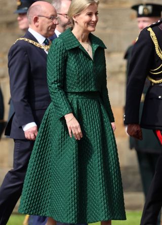 Duchess Sophie in a quilted green co ord