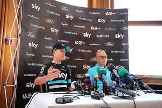 Chris Froome and Dave Brailsford at Team Sky's press conference.