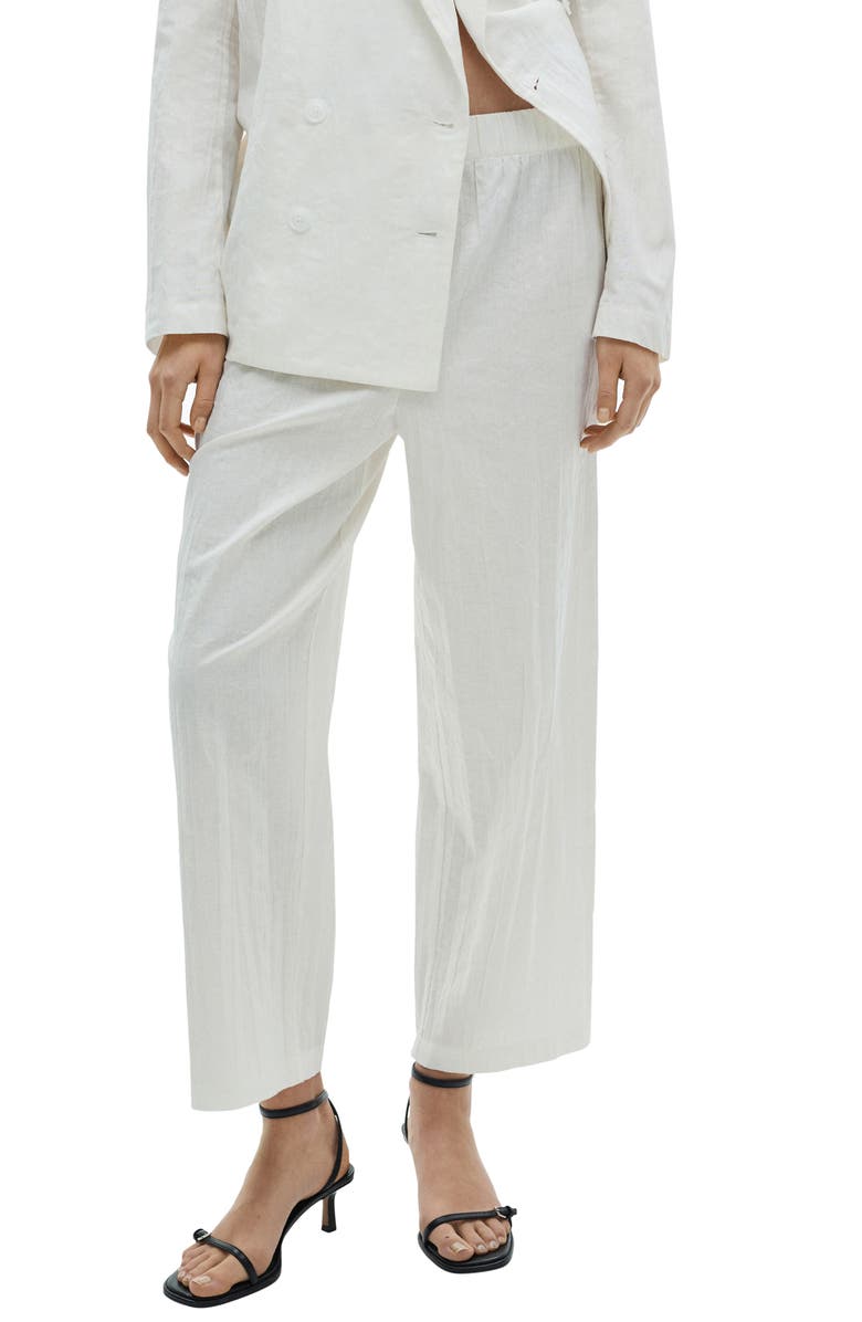 Cotton 
Linen Culotte Suit Pants