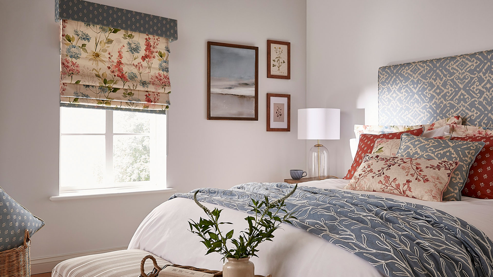 double bedroom with layers of fabrics