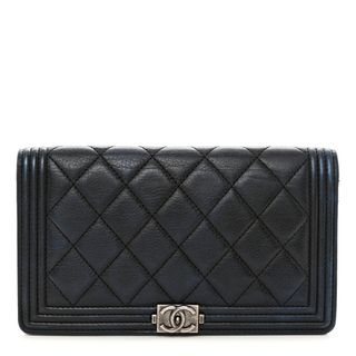 Chanel Calfskin Quilted Boy Yen Wallet Black