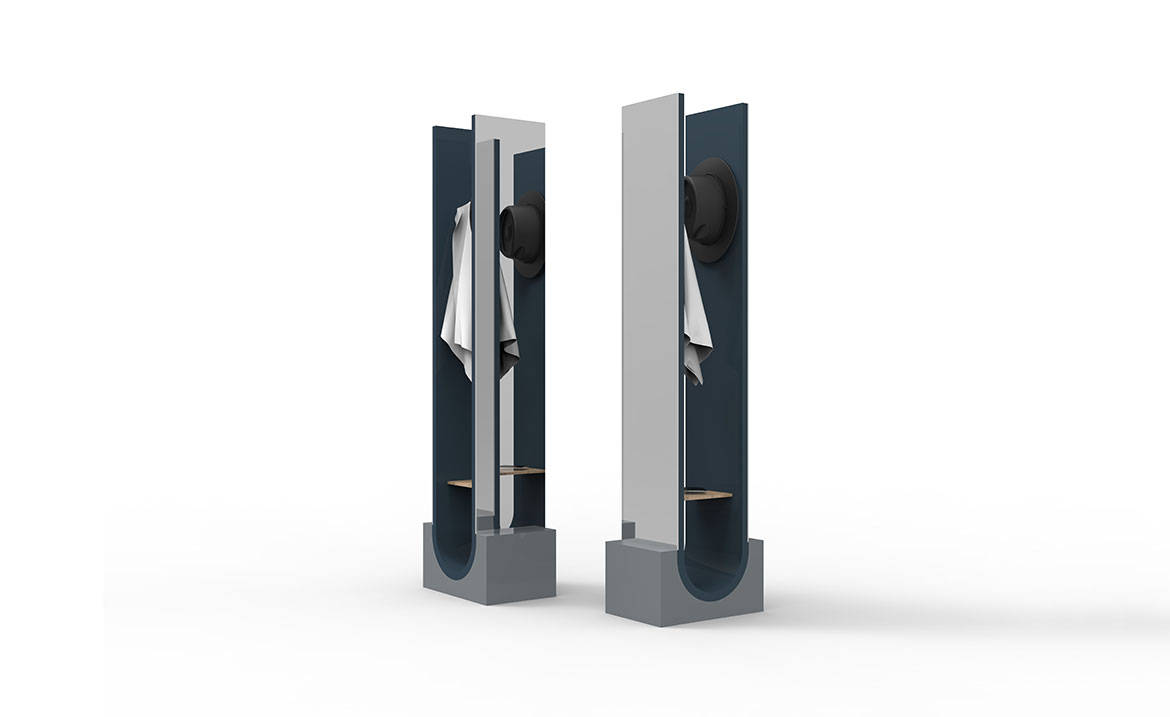 A combination of valet stand and cheval glass