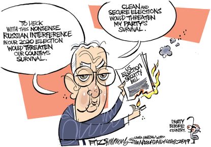 Political Cartoon U.S. McConnell Ending Russian Interference Threatens GOP