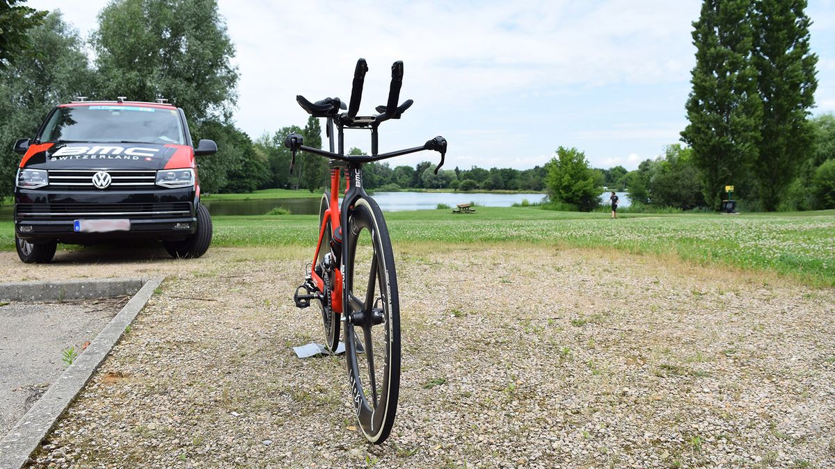 A look at the front profile of Rosskopf's bike