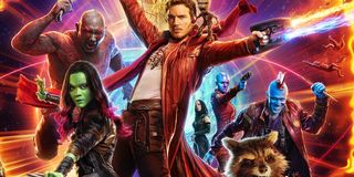 Guardians of the Galaxy Vol 2 The Guardians and company posing in psychedelic light