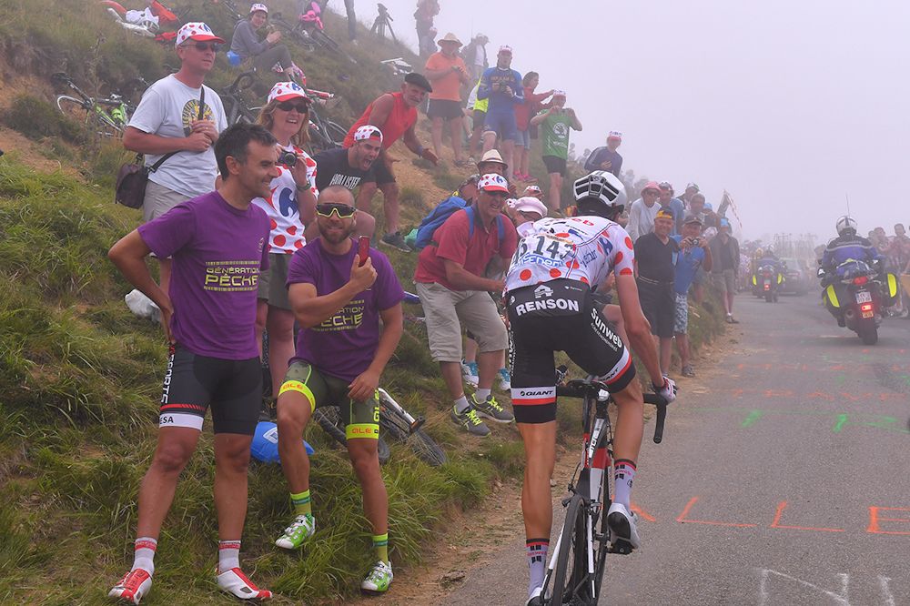 Warren Barguil climbs near the end of stage 12 at the Tour de France