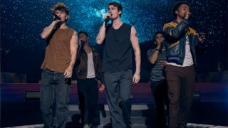 Nicholas Galitizine and the rest of the actors portraying the fictional August Moon band in The Idea of You