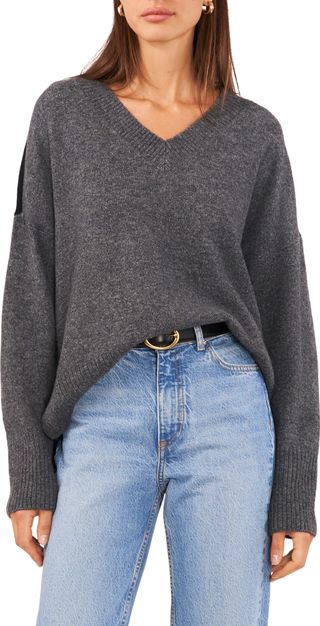 Contrast High-Low Sweater