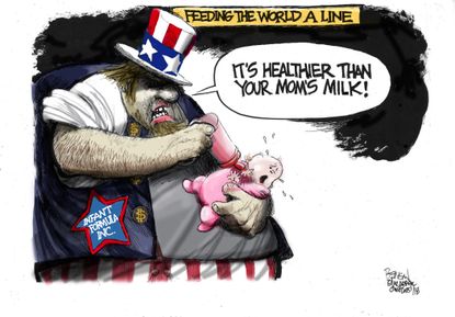 Political Cartoon U.S. America breastfeeding infant formula
